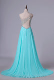 2024 Prom Dresses A Line One Shoulder Tulle & Chiffon Sweep Train With PK4Q2PLC