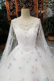 2024 Hot Selling Scoop Neck Wedding Dresses Lace Up With Appliques And P87L91QJ