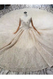 Ball Gown Wedding Dresses Scoop Short Sleeves Top Quality Appliques PEP4GH6L