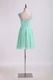 2024 Homecoming Dresses Bateau Short/Mini Chiffon With Beading And PE7YJ8ME