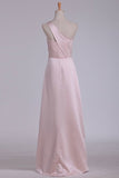 2024 New Arrival One Shoulder Satin With Slit Sheath Prom P9KN3264