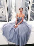 Sparkly Ball Gown Strapless Grey Sweetheart Long Prom Dresses, Evening Dresses STK15535