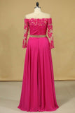 2024 Scoop Prom Dresses A Line Chiffon With Applique And Beads P1A1E8SJ