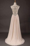 2024 Hot Selling Scoop A Line Full Length Prom Dress Beaded Tulle Bodice With Chiffon Skirt Ready To P9CE8T4M