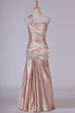 2024 One Shoulder Prom Dresses Mermaid Elastic Satin With Ruffles And P1Y38XQD