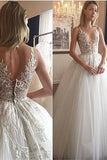 2024 New Arrival Scoop Neck Wedding Dresses Ball Gown Tulle With Appliques PE51L7JD