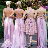 Charming Lilac A-Line V-Neck Floor-Length Convertible Bridesmaid Dresses, Prom Dresses STK15102