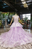 Ball Gown Lace Appliques Cap Sleeves Long Prom Dresses, Quinceanera STK20480