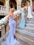 Appliqued Straps Mermaid with Bow  Bridesmaid Dress