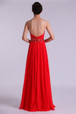 2024 Sweetheart Prom Dresses A Line Chiffon Floor Length PK3X9M14