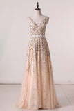 2024 New Prom Dresses Beaded Bodice And Tulle Skirt P2SXKDSF