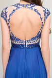 2024 Scoop Prom Dresses Chiffon A Line With Beading Cap PGDQ3FMZ