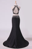 2024 Black Open Back Prom Dresses Mermaid Floor Length PMAG1QQH