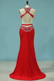 2024 New Arrival Scoop With Beads And Slit Prom Dresses PDCY8TFT