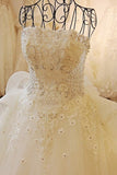 2024 Wedding Dresses Strapless High Quality Custom Made A-Line Tulle With Beads PNAGKM6T