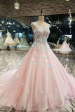 2024 Low Price Floral Prom Dresses Pink Color With Handmade Flowers PSZG2K8H