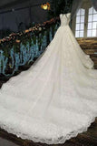 2024 New Arrival Luxurious Scoop Neck Wedding Dresses Tulle Lace Up With Crystals And Beads PQ3D85AT