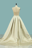 2024 Mermaid/Trumpet Satin Scoop Wedding Dress With Applique PPTRBTMX