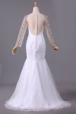 2024 Wedding Dresses Mermaid Scoop Long Sleeves Floor Length Tulle PS6A4KK4