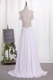 2024 Prom Dresses A Line Straps Beaded Bodice Chiffon PN965ZK3