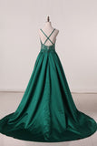 2024 Prom Dresses Spaghetti Straps Satin With PMYPXA3P