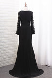 2024 Chiffon Long Sleeves Scoop Mermaid Evening Dresses PDX5B4DK