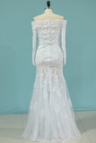 2024 Mermaid Boat Neck Wedding Dresses With Applique Chapel PRJKNSM2