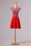 2024 Unique Homecoming Dresses A Line Scoop Short/Mini With P68251CZ