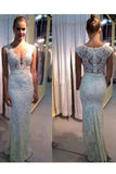 2024 New Arrival V Neck Lace Mermaid Floor Length PAPGG8CX