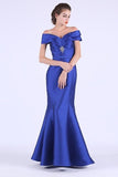 2024 Off The Shoulder Satin With Beads Prom Dresses Mermaid PS856DDC