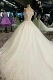 2024 New Arrival Awesome Wedding Dresses Off The Shoulder A Line With Crystals Royal Train Tulle Lace P42AYDG3