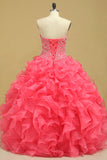 2024 Beautiful Quinceanera Beaded Bodice Sweetheart Floor Length Ruffle Skirt P9PMMZB9