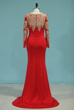 2024 Prom Dresses Mermaid Scoop Long Sleeves Spandex P6CN1N8S