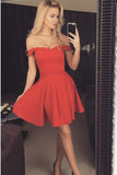 2024 Off The Shoulder A Line Cocktail Dresses Satin Short/Mini P355RH7A