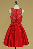 2024 New Arrival Scoop Homecoming Dresses A Line Satin