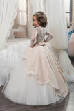 2024 Long Sleeves Flower Girl Dresses Scoop Tulle With Applique PBJL9XCX