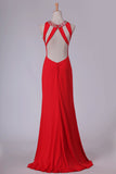 2024 Sexy Open Back Prom Dresses Scoop Spandex With Beads And P7QNZCEB