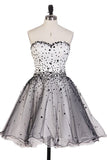 Classy Black and White Sleeveless Short Homecoming Dresses