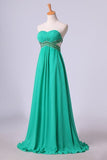 2024 Open Back Prom Dress Sweetheart Ruffled Bodice With Beaded Straps Pick Up Chiffon PQ7NZH7H