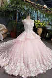 2024 New Arrival Marvelous Floral Wedding Dresses Lace Up Scoop Neck PFCPZJZD