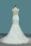 2024 Mermaid Straps Open Back Wedding Dresses With Applique PK48QQ8P