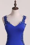 2024 New Arrival Spaghetti Straps Column Prom Dresses With Beading And PLJJKA2M