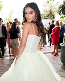 Princess A Line Spaghetti Straps Daffodil Layers Tulle Prom Dresses, Sweetheart Prom Gowns STK15284