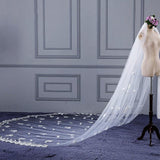 3M Tulle Ivory Wedding Veils with Appliques, Fashion Hand Made Flowers Wedding Veils STK15544