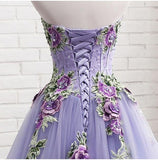 Elegant Strapless Sweetheart 3D Flowers Tahiti Prom Dresses Tulle Long Party Dresses STK15205