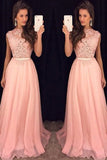 2024 Prom Dresses Scoop A Line Chiffon With Applique PNRG14NM