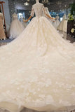 2024 Luxury Wedding Dresses Off-The-Shoulder Top Quality Lace Long Train Half Sleeves Lace PSQZ53XL