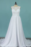 2024 A Line Scoop Chiffon Wedding Dresses With Applique PR7F4XMY