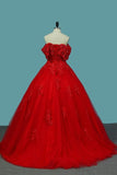 2024 Ball Gown Tulle Boat Neck With Applique And Beading P6K1TTQS