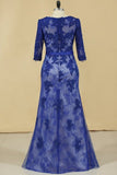 2024 Evening Dresses Sheath/Column Scoop Floor-Length Lace With Applique PQQXA6X9